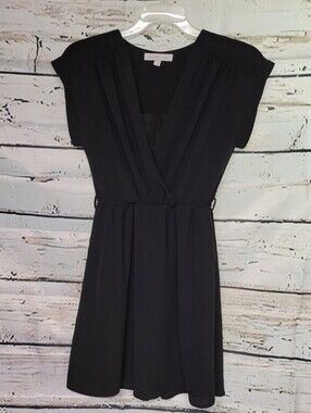 Monteau Los Angeles Black Faux Wrap Dress Size Medium